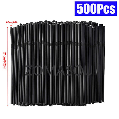 100/500/12000Pcs Multicolor Drinking Straws Rietjes Black Straw Cocktail Kitchen Wedding Bar Party Beverage Straws Accessories