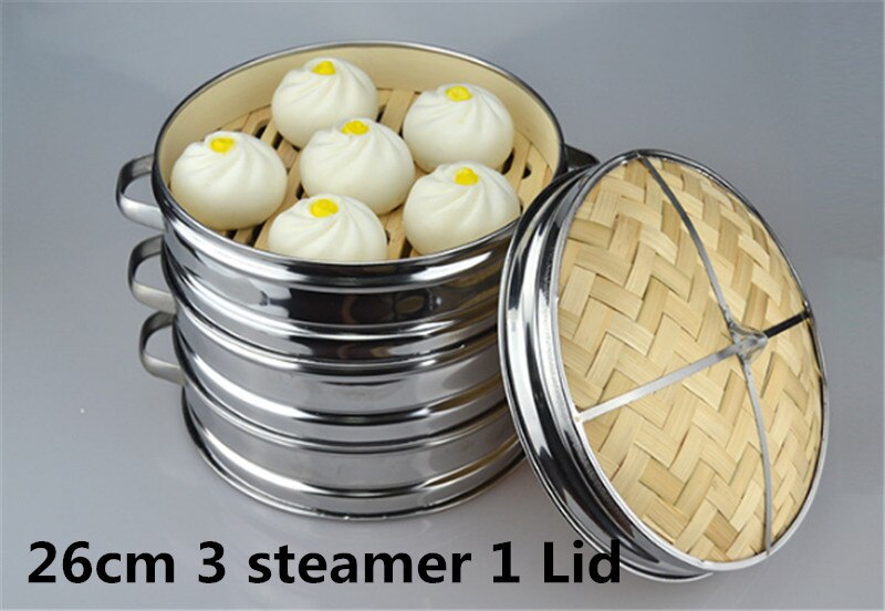 Stainless Steel Cookware Bamboo Steamer Bamboo Steamer Rice Snack Basket Set Dumpling Steamer Kitchen Cooking Tools