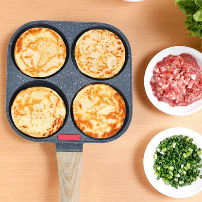 Four Hole Fried Egg Frying Pan Non-stick Surface Breakfast Egg Burger Pan Easy To Clean Convenient  Practical Kitchen Tools