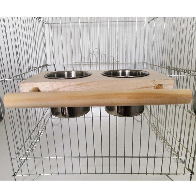 Bird Feeding Cups for Cage Hanging Parrot Feeder Food Water Bowl with Perch for Cockatiels Conures Easy to Install Dropshipping