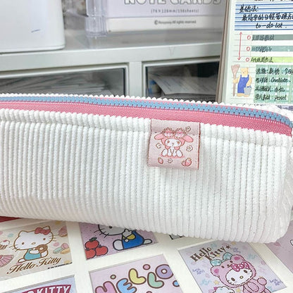 Sanrioed Hello Kitty Plush Pencil Case My Melody Cinnamoroll Purin Cartoon Storage Bag Large Capacity Makeup Bag Stationery Gift