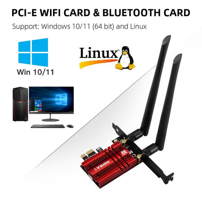 5374Mbps Wi-Fi 6E PCIe Wireless Network Card 5G/6Ghz WiFi Adapter Bluetooth 5.3 PCI Express 802.11AX Intel AX210 WiFi Card PC