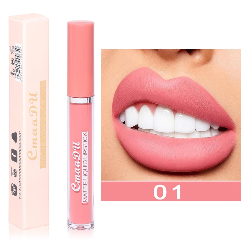 Sexy Long Lasting Velvet Matte Lip Gloss Liquid Lipstick Lip Makeup Women Beauty Red Nonstick Cup Waterproof Lip Gloss YZL2