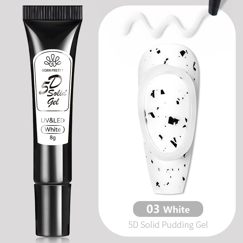 BORN PRETTY 8g Tube 5D Pudding Gel Korean-Style 5D Solid Gel Emboss Nail Design Macaron Translucent Paint Liner Gel 6 Colors