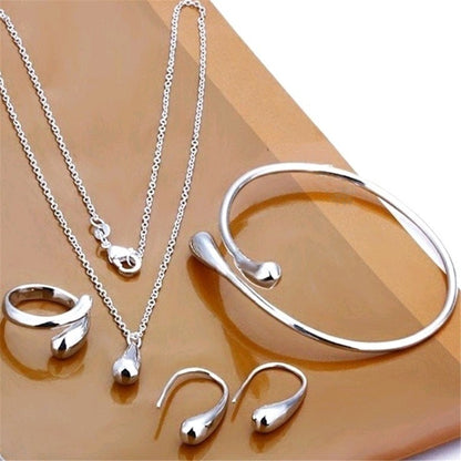 Exquisite Double Heart Necklace Earrings Bracelet Jewelry Set Charm Ladies Jewelry Fashion Bridal Accessory Set Romantic Gifts