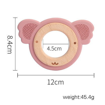 Let&#39;s Make Dinosaur Silicone Wood Ring Teether Cute Animal Nursing Pendant Accessories Teething Toys Chew Toy Teether For Teeth