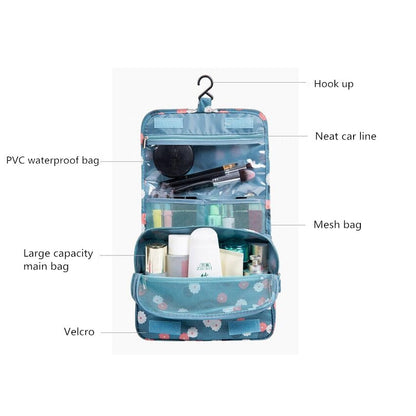 Nylon Hook Cosmetic Bag Women Makeup Bag High Capacity Toiletries Storage Pouch Travel Make Up Organizer Waterproof Beauty Bags