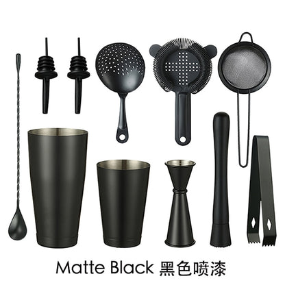 Cocktail Shaker Bar Set: Weighted Boston Shakers, Cocktail Strainer Set,Jigger, Cocktail Muddler,Spoon, Ice Tong,Pourers