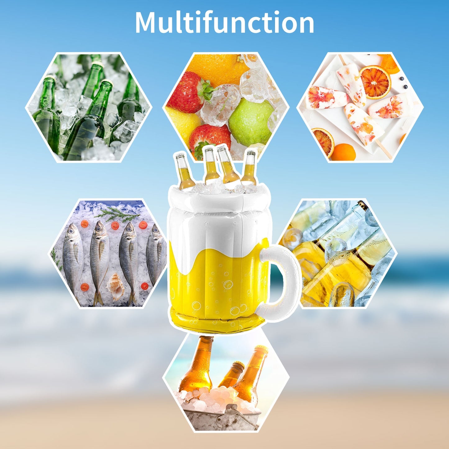 Inflatable Ice Bucket Pvc Beer Drink cold Mugs Coolers Summer Beach Water Waterproof  Drinking Cup Home Bar Party Cold Mugs