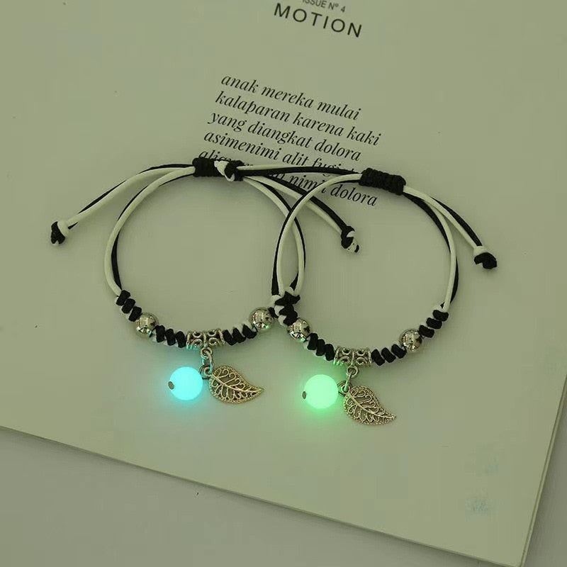 2023 Luminous Cat Star Moon Bracelet Couple Charm Handmade Adjustable Rope Matching Friend Bracelet Infinite Love Jewelry Gifts