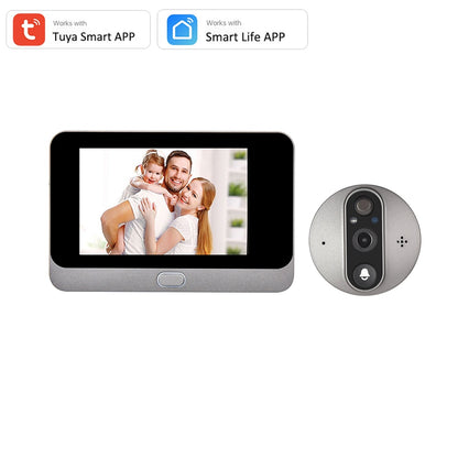 Smart Tuya 1080P WiFi Door Bell Eye Peephole Camera 5000mAh Audio 4.3&#39; PIR FHD Infrared Alexa Google Announcement Digital Viewer