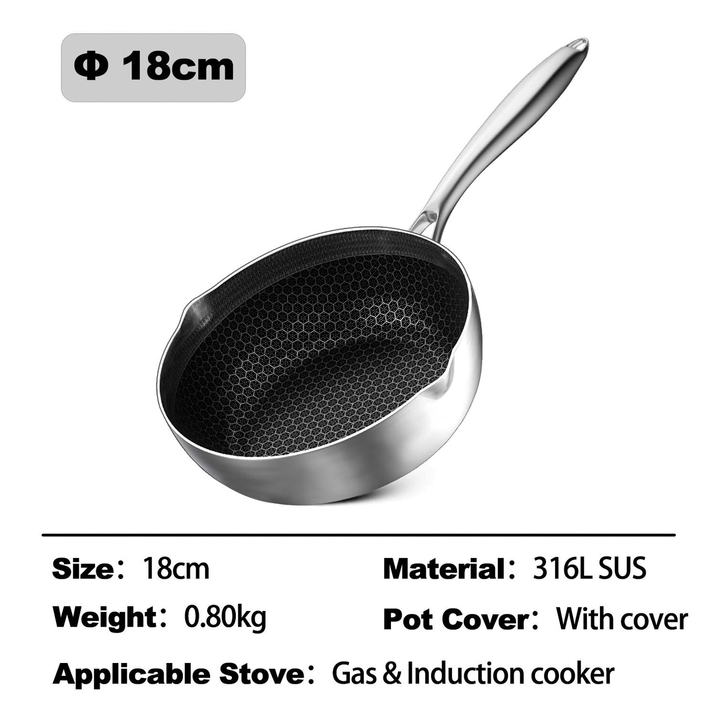 MOEYE Soup Pot 316L Antibacterial Stainless Steel Deep Frying Pot 5 Layers Thickened Bottom Honeycomb Non-stick Cooking Pot