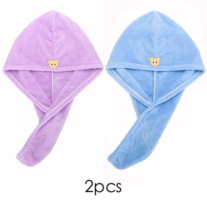 Quick-dry Hair Towel Women Hair Drying Hat Cap Hat Bath Hat Microfiber Solid Towel Cap Super Absorption Turban Hair Dry Cap