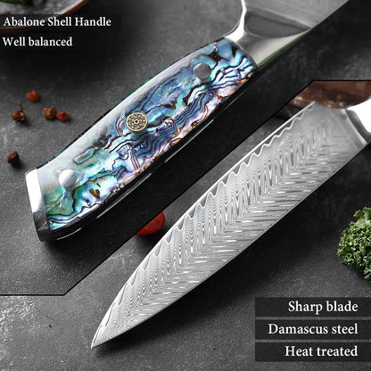 XITUO 1-5 PCS Damascus Steel knife Set Kitchen Cooking Tools Chef Knife Japanese Santoku Boning knife Exquisite Shell Handle