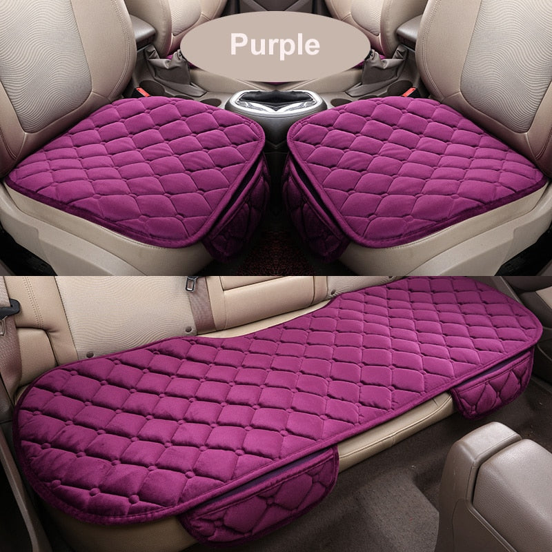 Car Seat Cover Car Accessory Front Rear Flocking Cloth Winter Warm Cushion Breathable Protector Mat Pad Universal Auto Interior