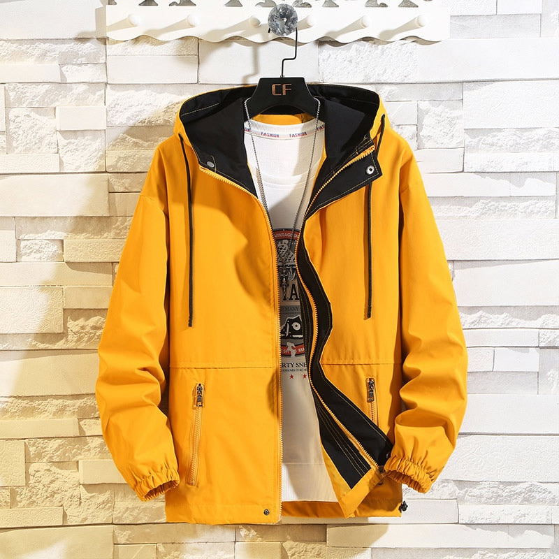 New Jacket Men Coat Fashion Hip Hop Windbreaker Coats Casual Loose Hooded Mens Cargo Bomber Jackets and Coats Outwear Streetwear