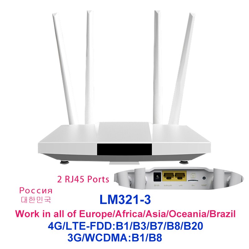 300Mbps 4G SIM Card Router Unlock LTE Wifi Antennas CPE RJ45 WAN/LAN Port Mobile Hotspot Wi-Fi Wireless Modem Broadband Network