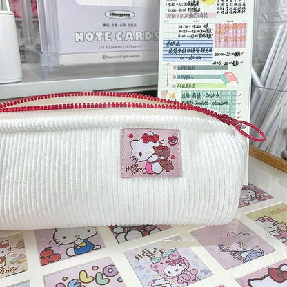 Sanrioed Hello Kitty Plush Pencil Case My Melody Cinnamoroll Purin Cartoon Storage Bag Large Capacity Makeup Bag Stationery Gift