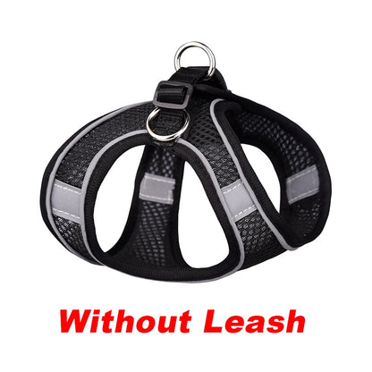 Reflective Pet Harness Dogs Strap With Leash Adjustable Nylon Harness Vest Breathable Collars For Chihuahua Small Large Dogs