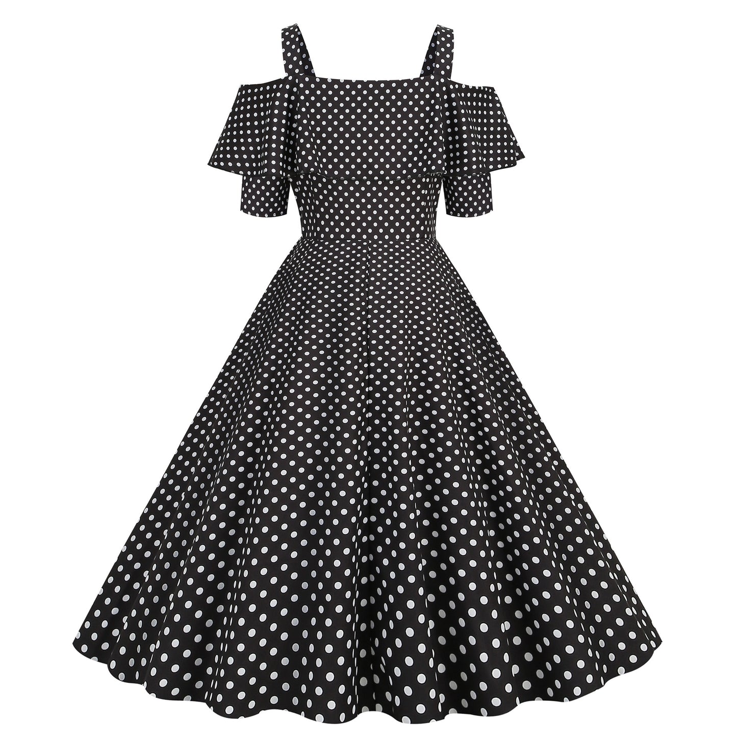 2023 New Vintage Women Dresses Casual A Line Women Party Fashion Dot Print Short Sleeve 50s Housewife Evening Party Dress Women