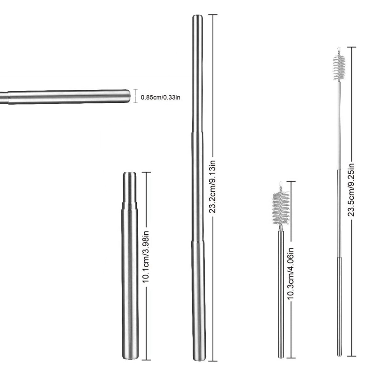 Reusable Telescopic Straws with Brush 304 Stainless Steel Straws for Cocktail Beer Drinks Metal Drinking Straws Bar Drinkware