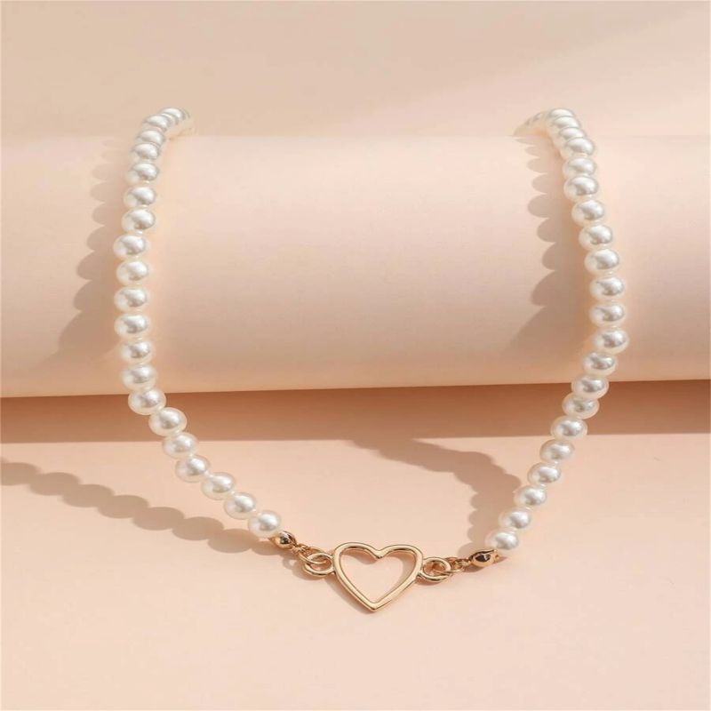 Trendy Love Pearl Necklace Female Personality Travel Party Fashion Clavicle Necklace Accessories collar perlas collar