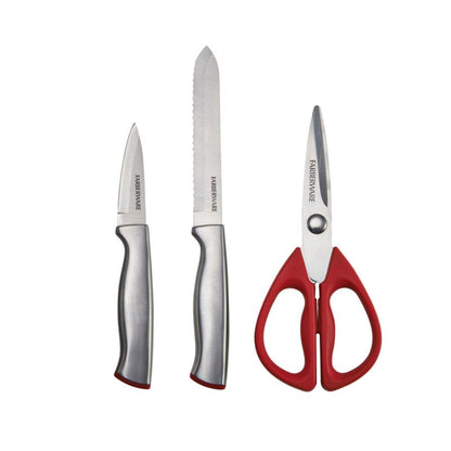 Farberware Edgekeeper 15-piece Stainless Steel Basic Red Knife Block Set knife kitchen  chef knife  knives