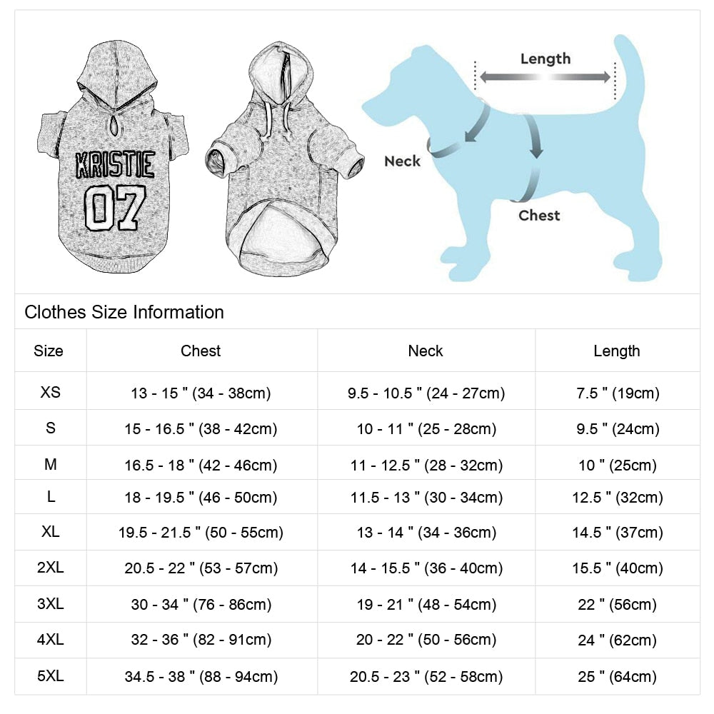 Custom Dog Hoodies Large Dog Clothes Personalized Pet Name Clothing French Bulldog Clothes for Small Medium Large Dogs XS-6XL