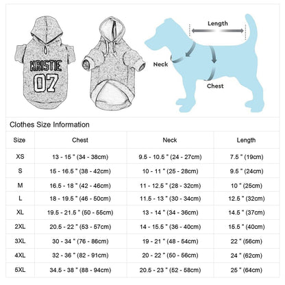 Custom Dog Hoodies Large Dog Clothes Personalized Pet Name Clothing French Bulldog Clothes for Small Medium Large Dogs XS-6XL