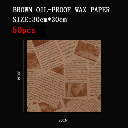 50/100pcs Oil Proof Wax Paper for Food Baking Barbecue Burger Fries Bread Baking Paper Plate Mat Baking supplies