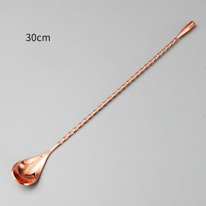 30/40/50cm Stainless Steel Stir Bar Spoon Mixing Ounces Cocktail Scoops Spiral Pattern Bartender Tools Teadrop Spoon Bar Tool