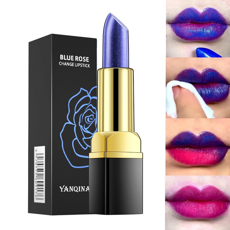 Blue Rose Lipstick Temperature Color Changing Lip Moisturizing Balm Female Makeup Sexy Lip Gloss Shiny Lipstick Free Shipping