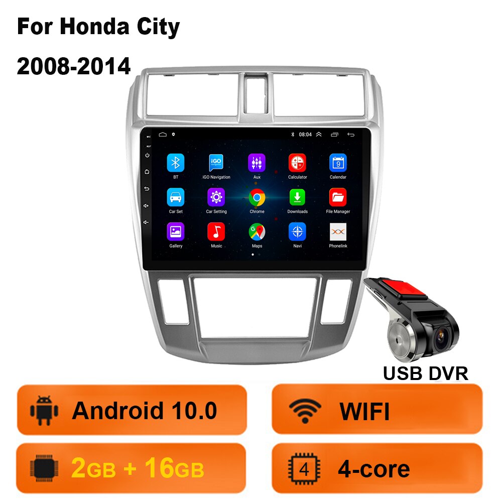 Android 2 Din Car Radio multimedia video player For Honda City 2008 2009 2010 2011 2012 2013 2014 navigation GPS audio 2din dvd