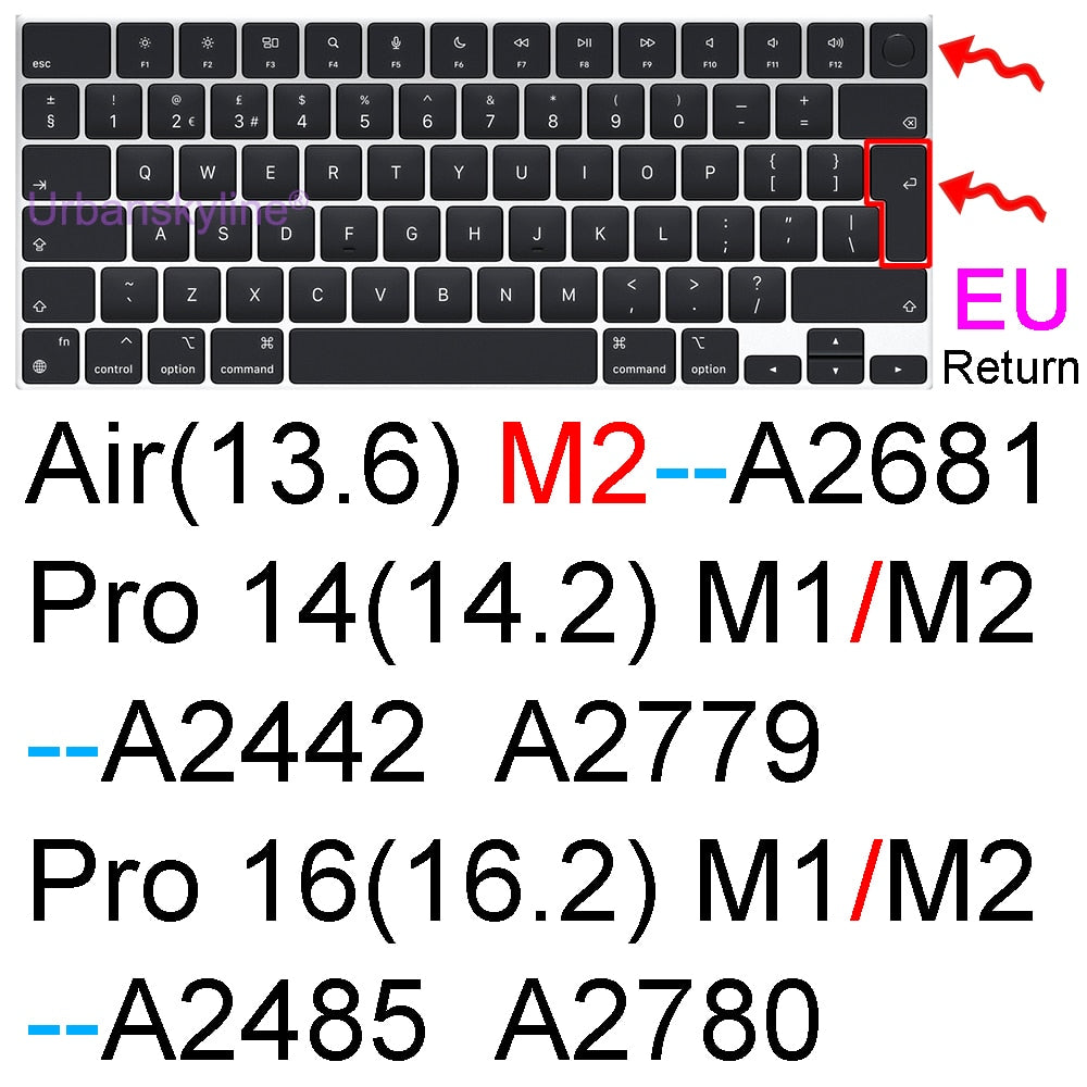 Keyboard Cover for Macbook Air 13 M2 Pro 13 M1 14 Max 15 16 Bar ID 17 Retina 11 Silicone Protector Skin Case A2337 A2779 A2681