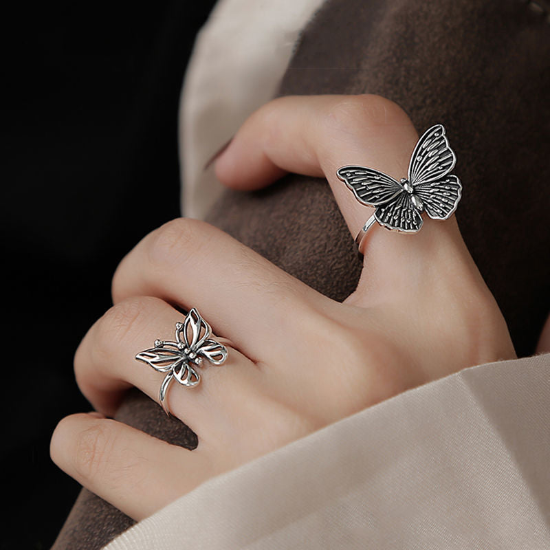 Trendy Butterfly Metal Punk Rings Set for Women Girls Party Jewelry Gifts Fashion Accessories Buckle Female Index Finger Ring