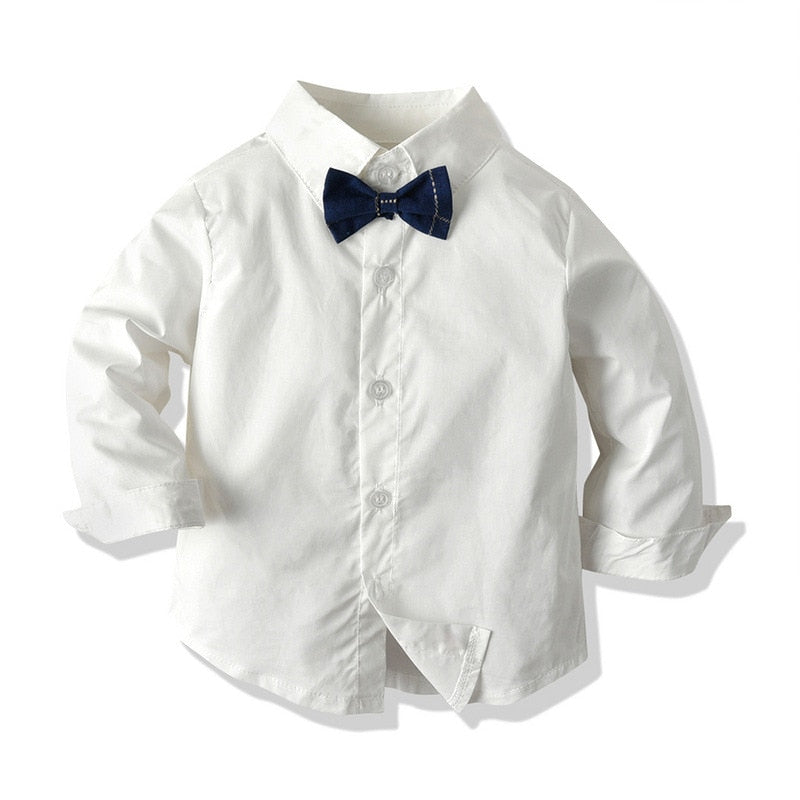 Baby Boy Clothes Birthday Party Baby Costume Boys Gentleman Tie Blue Shirt Vest Pants Autumn Toddler Baby Clothing Set Outfits