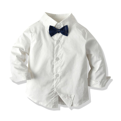 Baby Boy Clothes Birthday Party Baby Costume Boys Gentleman Tie Blue Shirt Vest Pants Autumn Toddler Baby Clothing Set Outfits