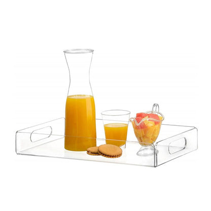 Clear Serving Tray Spill Proof Acrylic Home Organizer Tea Coffee Dessert Plate Kitchen Organization Hotel Accessories