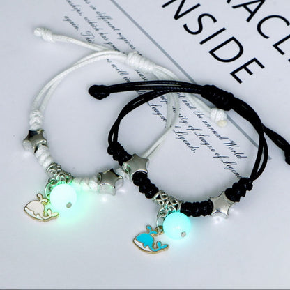 2023 Luminous Cat Star Moon Bracelet Couple Charm Handmade Adjustable Rope Matching Friend Bracelet Infinite Love Jewelry Gifts