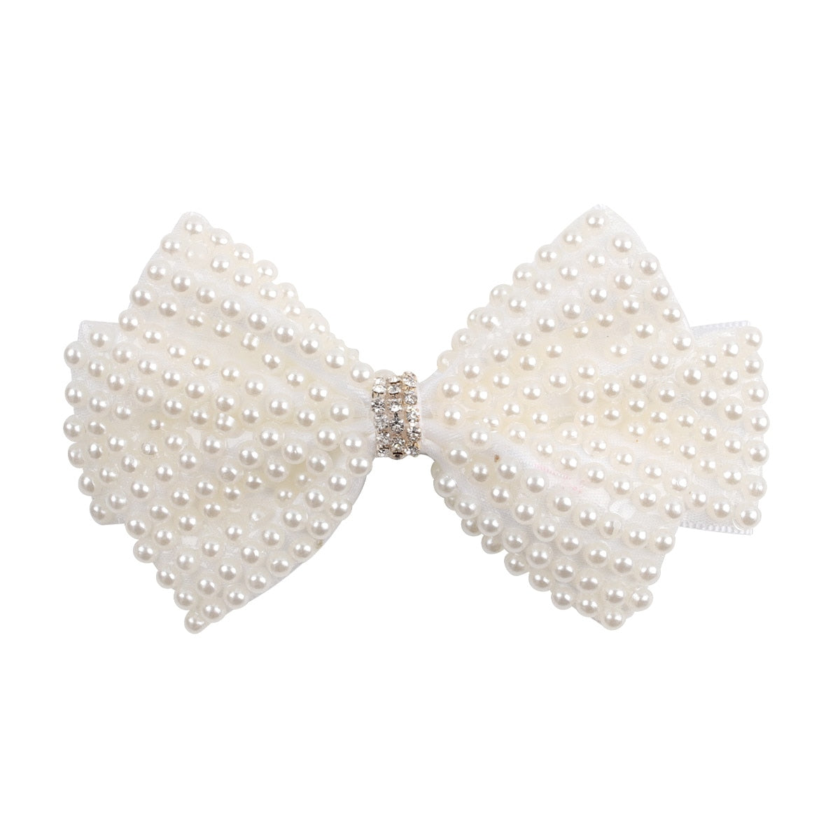 White Pearl Hair Bows With Hair Clips For Girls Kids Boutique Layers Bling Rhinestone Center Bows Hairpins Hair Accessories