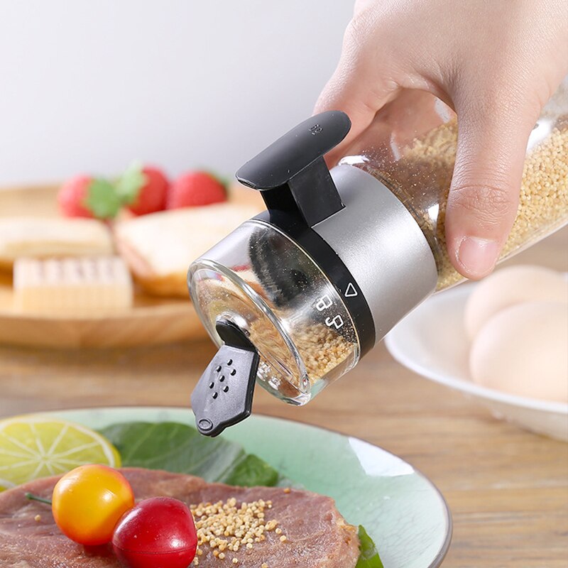 Kitchen Push-type Salt Dispense Pepper Shaker Spice Salt Sugar Bottle Spice Jar Push Type Can Seasoning Bottle Kitchen Gadgets