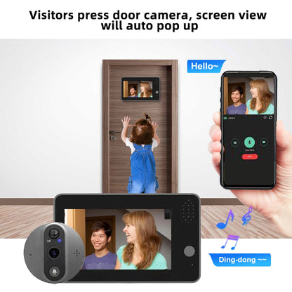 Tuya Smart 1080P WiFi Door Bell Peephole Camera Viewer Home Security Two-way Audio Night Vision 4.3&#39; FHD Video Doorbell Camera