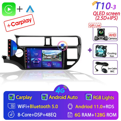 Android 11 2 Din for KIA RIO 2011-2015 Car Radio Multimedia Video Player GPS Navigation MP5 DVD Speakers Stereo Audio Carplay 9"