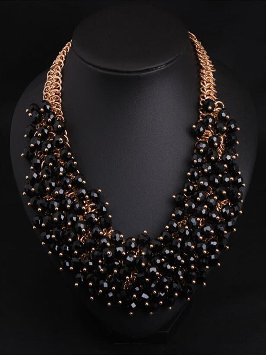 Exaggerated fashion handmade crystal glass multilayer short clavicle heavy industry necklace