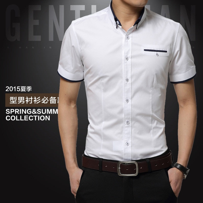 2023 New Arrival Brand Men's Summer Business Shirt Short Sleeves Turn-down Collar Tuxedo Shirt Shirt Men Shirts Big Size 5XL