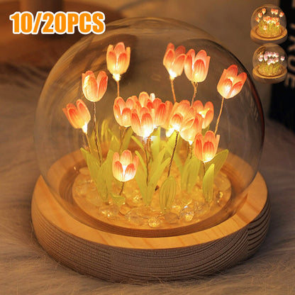 Tulip Night Light DIY Battery Operated Tulip Flower Table Lamp Simulation Flower LED Nightlight Bedside Sleep Light Home 2023