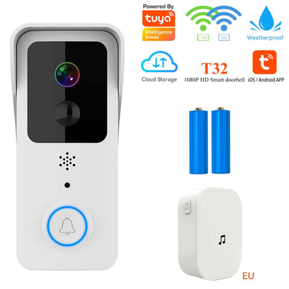 Tuya Smart Home Video Doorbell Camera Outdoor Wired Wireless Door Bell 1080P Waterproof House Security Protection Smart Life