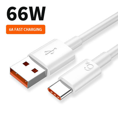 66W 6A Fast Charging Usb Type C Cable for Xiaomi Redmi POCO Huawei Honor OPPO VIVO OnePlus Mobile Phone Charger USB C Cable