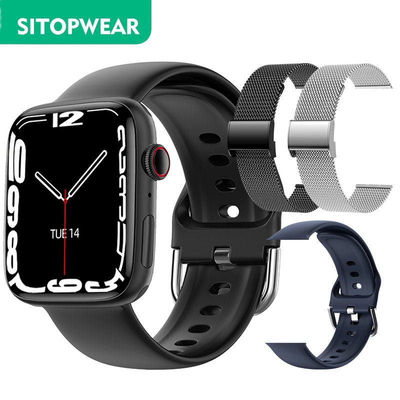 SitopWear Smart Watch 2023 Wireless Charging Smartwatch Bluetooth Calls Watches Men Women Fitness Bracelet Custom Watch Face