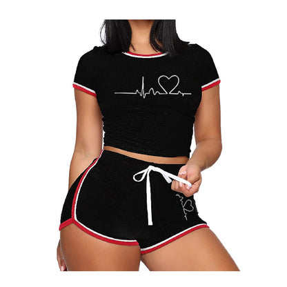 2pcs Shorts Sets for Womens Outifits Short Sleeve Workout Clothes Gym Suits Womens Crop Top Tracksuits Summer Clothes Sportswear